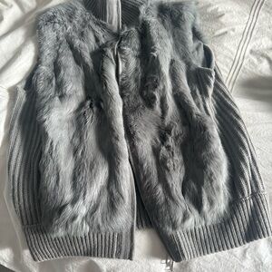 Gorgeous gray vest made of real, very high quality rabbit fur, cashmere and wool